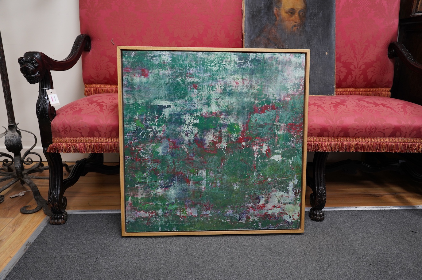 Modern British, oil on board, Abstract composition, 73 x 73cm. Condition - good